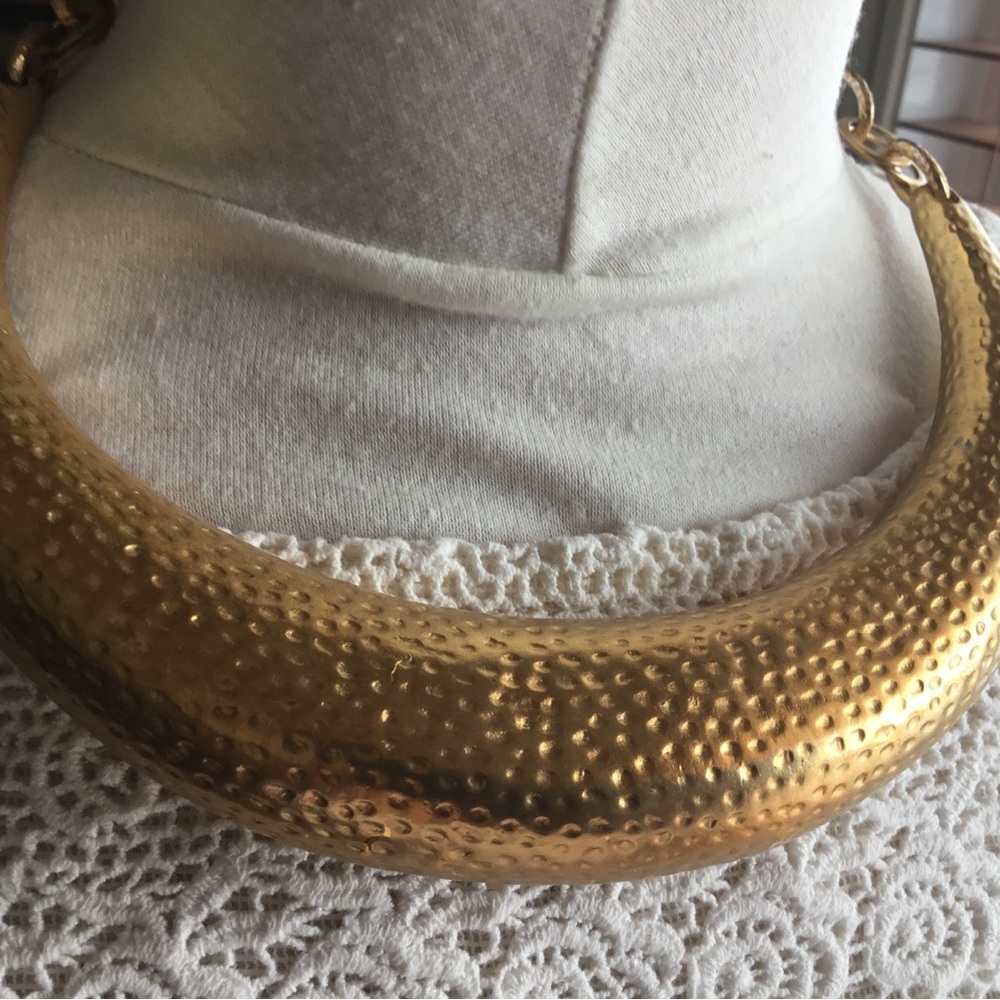 Gold Textured Crescent Necklace